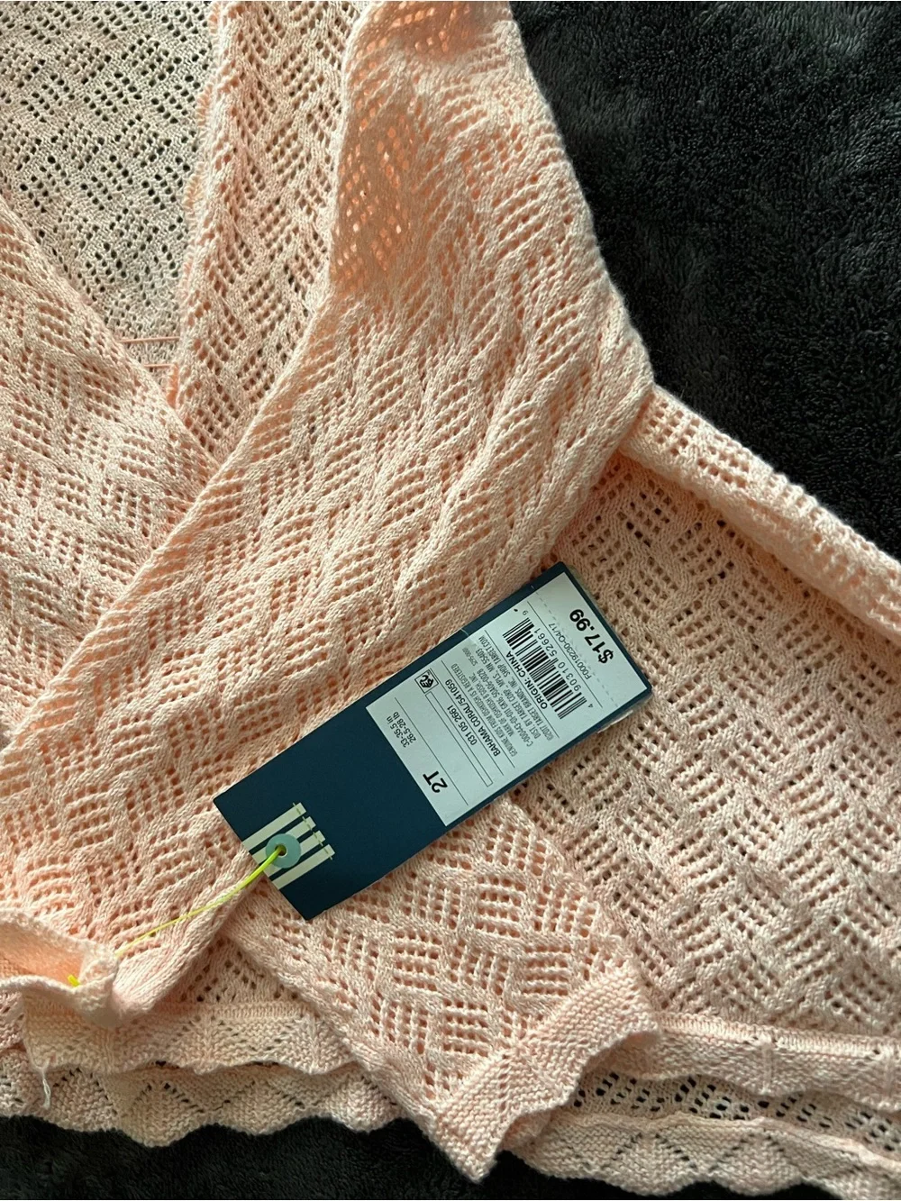 Tilly's Peach Open-Front Crochet Shrug